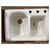 25' x 18' Composite Double Bowl Sink in White