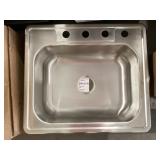 25' x 22' Single Bowl Stainless Steel Sink