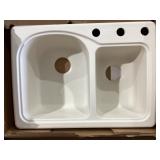 25' x 18' Composite Double Bowl Sink in White