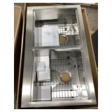 36' x 21' Dbl Bowl SS Sink w Accessories