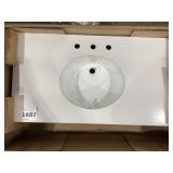 40' x 22' Single Bowl Vanity Top in White