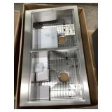 36' x 21' Dbl Bowl SS Sink w Accessories