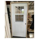 36' x 80' LH 1/2 View Steel Exterior Door in White