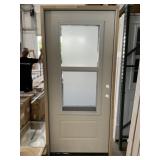 36' x 80' LH 3/4 View Steel Exterior Door in White