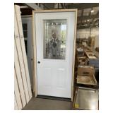 36' x 80' RH 1/2 View Steel Exterior Door in White