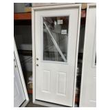 36' x 80' FG 1/2 View RH Exterior Door in White