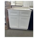 31'W Vanity Base in White with Single Sink Top