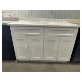 48'W Vanity Base in White with Single Sink Top