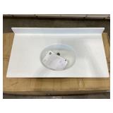 43' x 22' Single Bowl Vanity Top in White Speckle