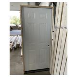 36' x 80' LH 6-Panel Steel Exterior Door in White