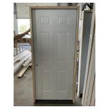36' x 80' RH 6-Panel Steel Exterior Door in White