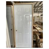32' x 80' RH 6-Panel Steel Exterior Door-White