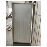 36' x 80' LH 3-Panel Steel Exterior Door in White