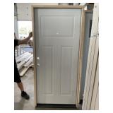 36' x 80' RH 3-Panel Steel Exterior Door in White