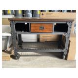 48'L Industrial Metal and Wood Workbench