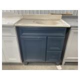 34'W Vanity Base in Navy Blue w Single Sink Top
