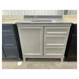 36'W Vanity Base in Gray with Single Sink Top