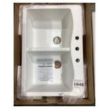 33' x 22' Dbl Bowl Composite Kitchen Sink in White