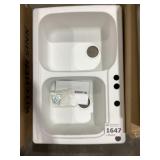 33' x 22' Composite Double Bowl Sink in White