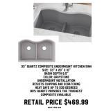 33' Quarts Composite Undermount Kitchen Sink
