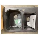 25' x 18' Composite Double Bowl Sink in Black