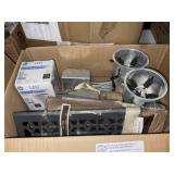 Mixed Lot of Can Lights, Floor Grate, and Bulb.