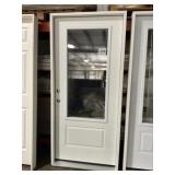 36' x 80' RH 3/4 View Steel Exterior Door in White