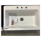 33' x 22' Drop-in Fireclay Single Sink in White