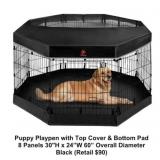 8 Panel Puppy Playpen With Top Cover & Bottom x 2