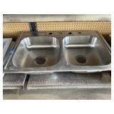 33" x 22" Double Bowl SS Drop-In Sink