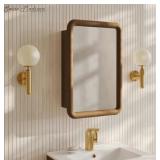 18" x 26" Medicine Cabinet w Mirror in Oak Brown