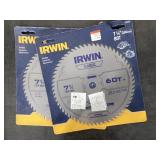 Irwin 7 1/4" 60T Saw Blade x2