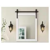 22" x 30" Farmhouse Barn Door Mirror in White