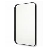 24" x 36" Round-Edge Mirror w Black Metal Frame