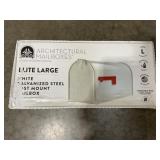 White Galvanized Steel Post Mount Mailbox