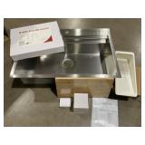 33" x 22" Single Bowl SS Sink with Accessories