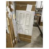 32" x 76" RH 4-Panel Steel Exterior Door in White