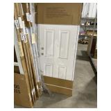 32" x 76" RH 4-Panel Steel Exterior Door in White