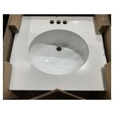 25" x 22" White Composite Vanity Top