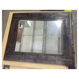 35" x 29" Wall Mount Mirror w Dark Wood Frame