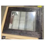 35" x 29" Wall Mount Mirror w Dark Wood Frame