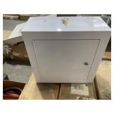 14"W White Metal Lock Box/Safe with Keys