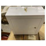 14"W White Metal Lock Box/Safe with Keys