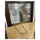 60" x 31" Mirror with Brown Wooden Frame