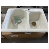 25" x 18" Composite Double Bowl Sink in White