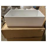 33" x 18" Fireclay Sink in White with Center Drain
