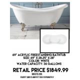 69" Acrylic Freestanding Bathtub