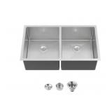 32" x 19" Stainless Dbl. Bowl Kitchen Sink