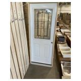 32" x 80" LH Steel 1/2 Lite Exterior Door in White