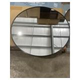 24"DIA Round Mirror with Black Metal Frame